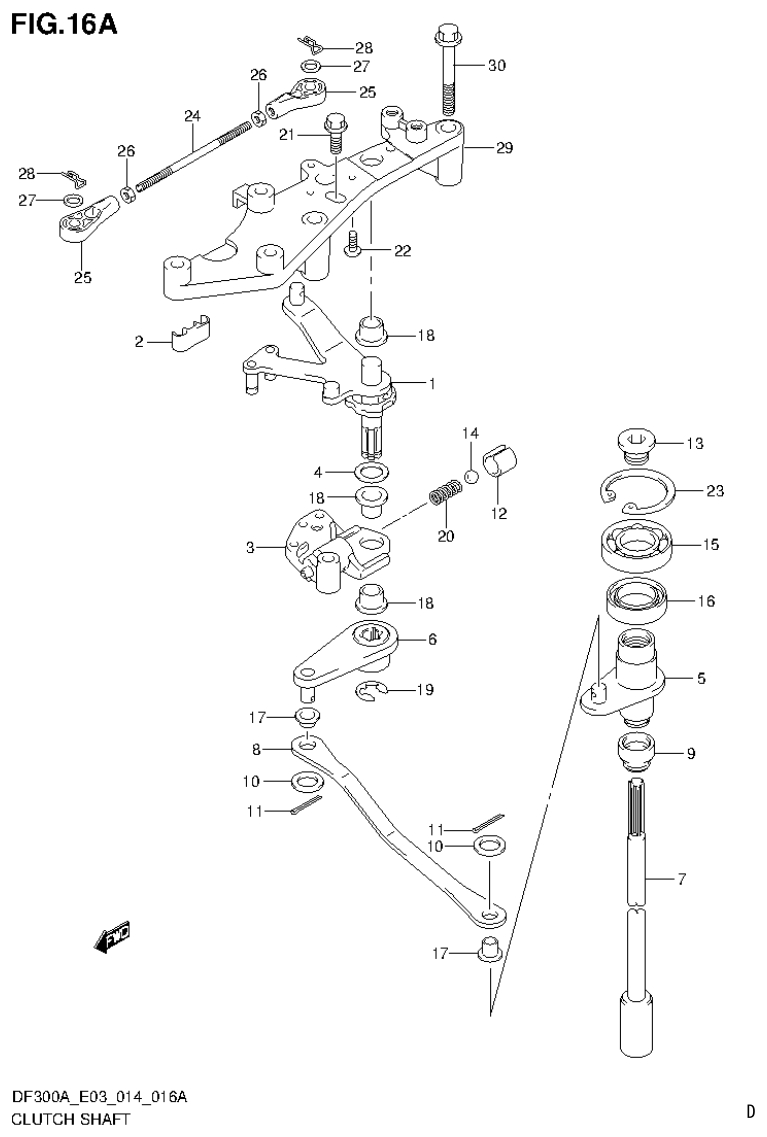 Suzuki DF250AP CLUTCH SHAFT (DF250A E03) parts diagram